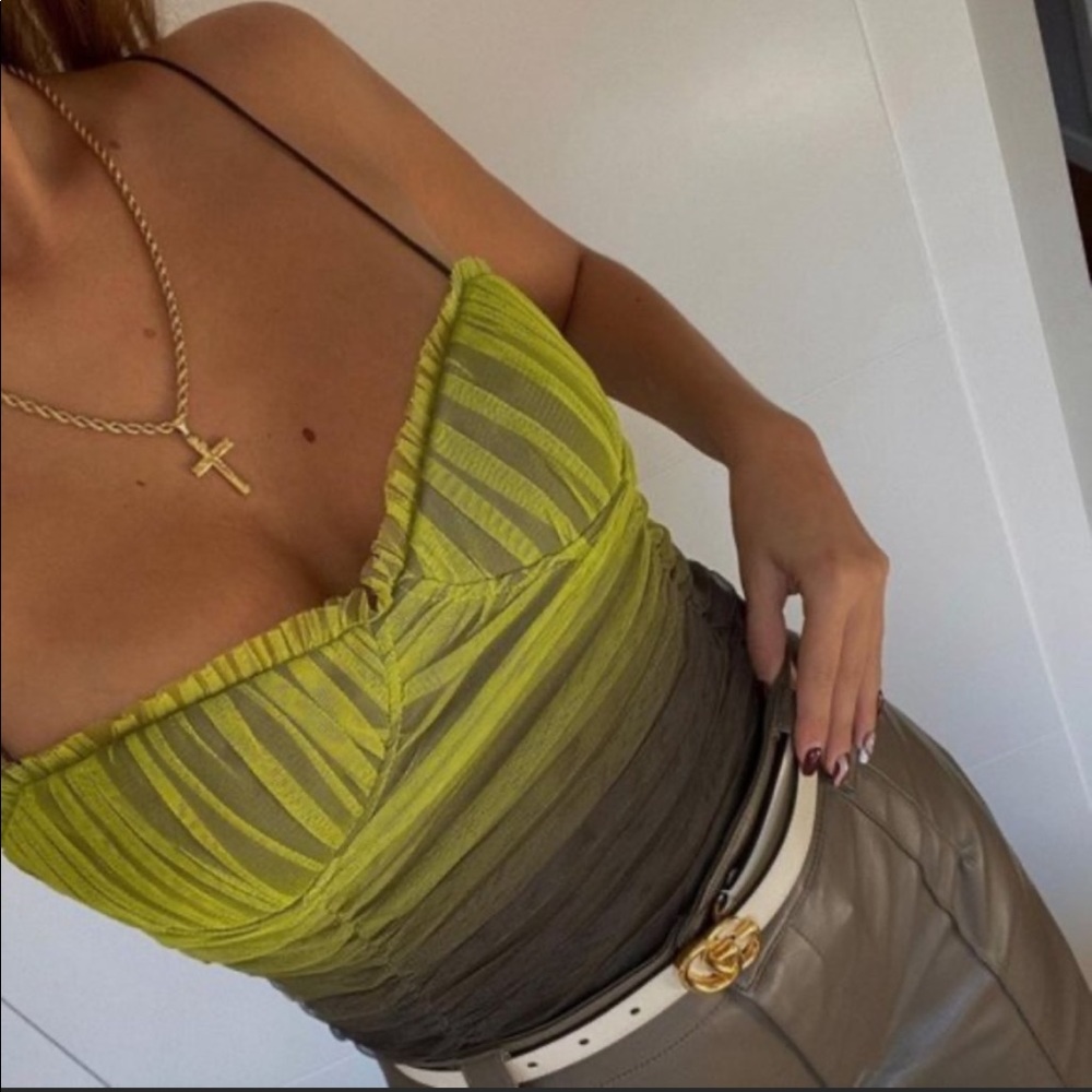Zara Tulle Bodysuit Ombré Green